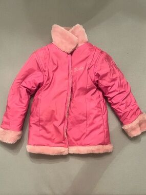 💖 ICONIC BARBIE 💖 Reversible Plush & Rain Coat Girls Size 7/8